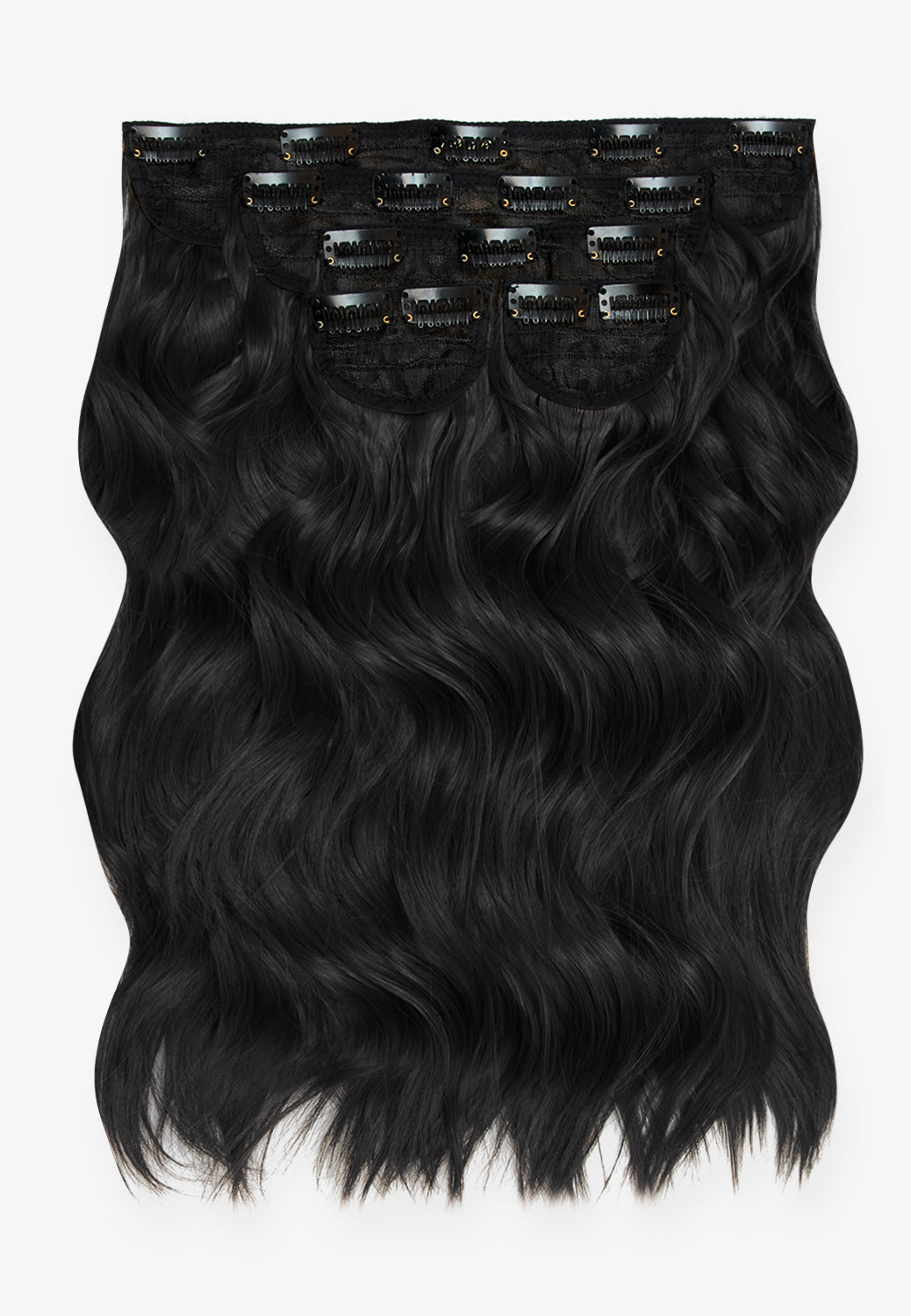 Super Thick 16'' 5 Piece Brushed Out Wave Clip In Hair Extensions - BLACKS | NATURAL BLACK #1