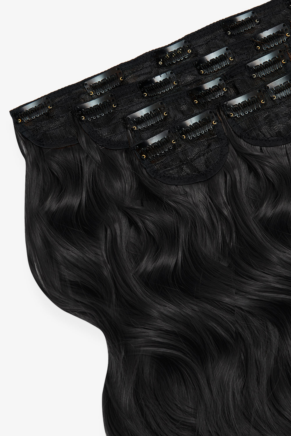 Super Thick 16'' 5 Piece Brushed Out Wave Clip In Hair Extensions - BLACKS | NATURAL BLACK #2