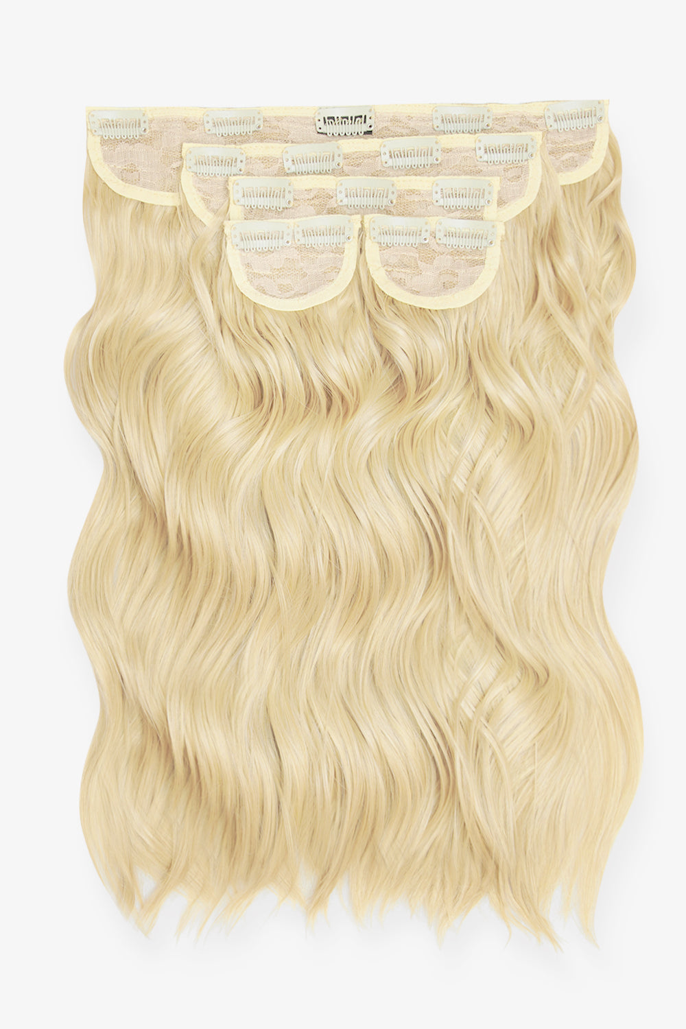 Super Thick 16'' 5 Piece Brushed Out Wave Clip In Hair Extensions - BLONDES | PURE BLONDE #1