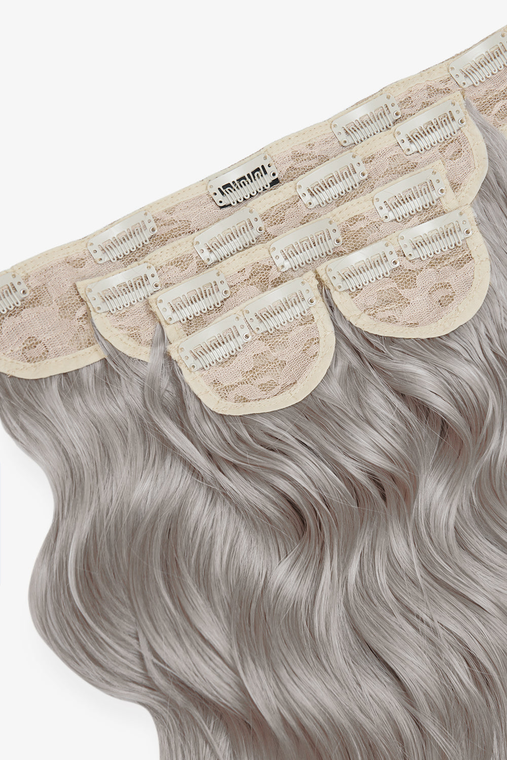 Super Thick 16'' 5 Piece Brushed Out Wave Clip In Hair Extensions - BLONDES | SILVER GREY #2