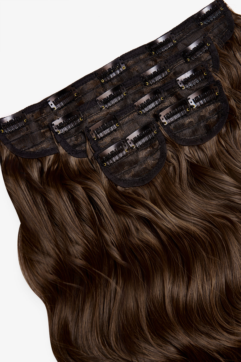 Super Thick 22'' 5 Piece Brushed Out Wave Clip In Hair Extensions - BROWNS | DARK BROWN & CARAMEL #2