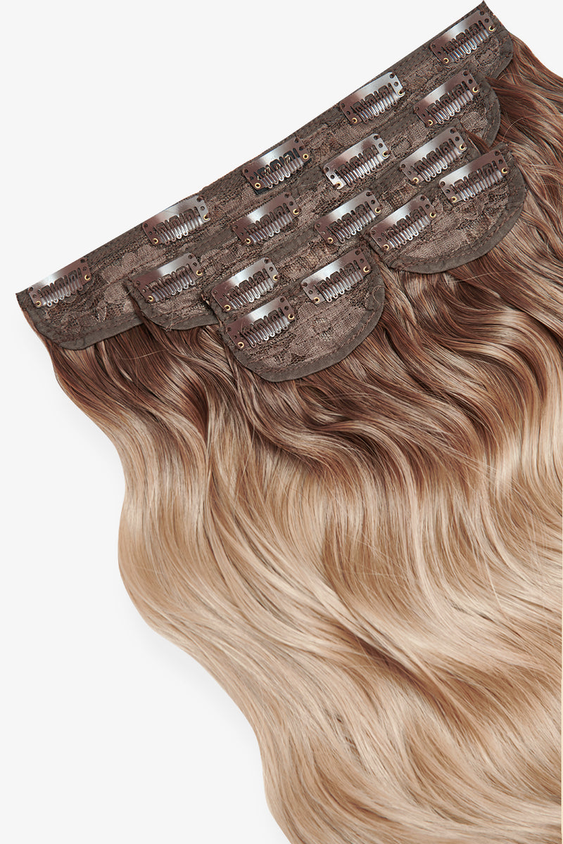 Superdicke 22'' 5-teilige gebürstete Wellen-Clip-In-Haarverlängerungen - BLONDE | VERWURZELT KALIFORNISCHE BLONDINE #2
