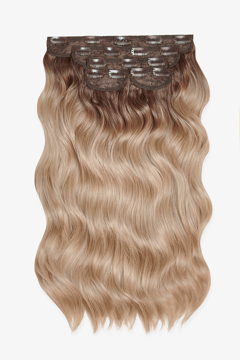 Superdicke 22'' 5-teilige gebürstete Wellen-Clip-In-Haarverlängerungen - BLONDE | VERWURZELT KALIFORNISCHE BLONDINE #1