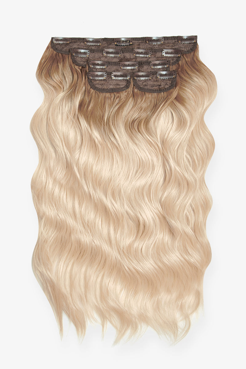 Superdicke 22'' 5-teilige gebürstete Wellen-Clip-In-Haarverlängerungen - BLONDE | VERWURZELTES HELLBLOND #1