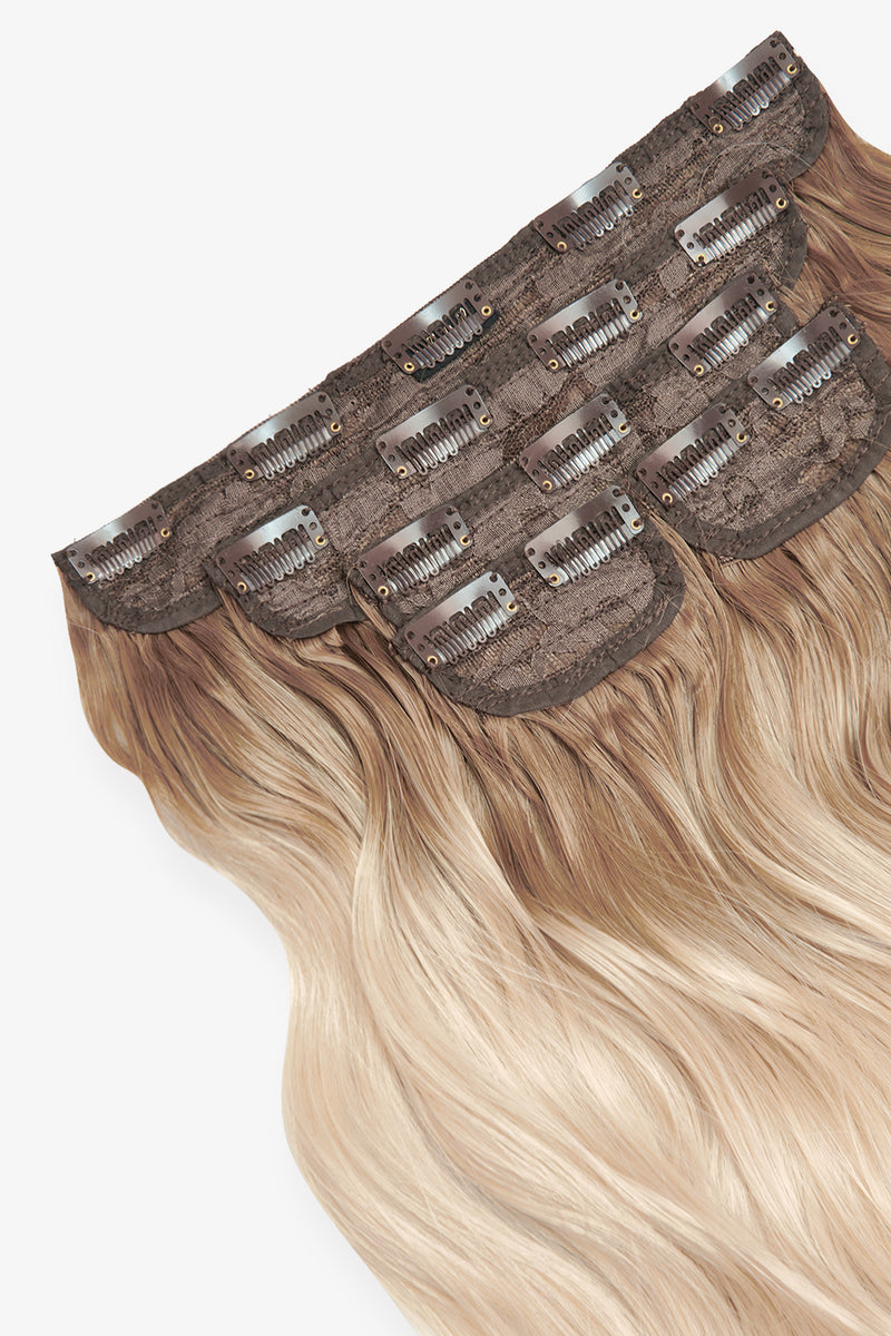 Superdicke 22'' 5-teilige gebürstete Wellen-Clip-In-Haarverlängerungen - BLONDE | VERWURZELTES HELLBLOND #2