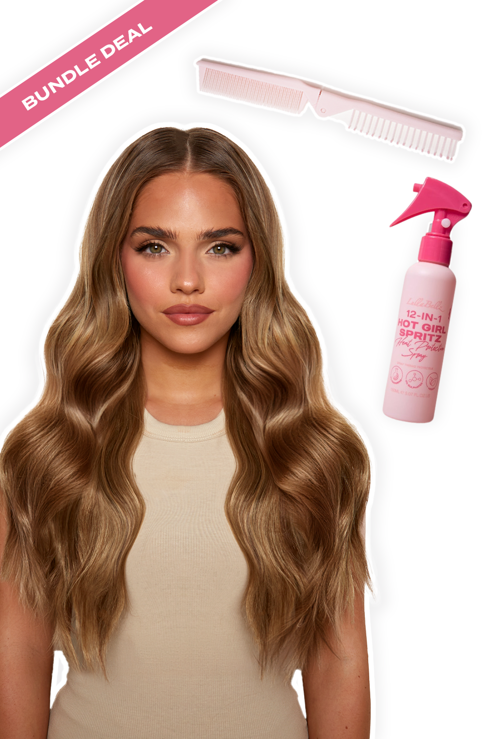 18” 1 Piece Hidden Halo Brushed Out Wave Hair Extensions + Hair Care Bundle