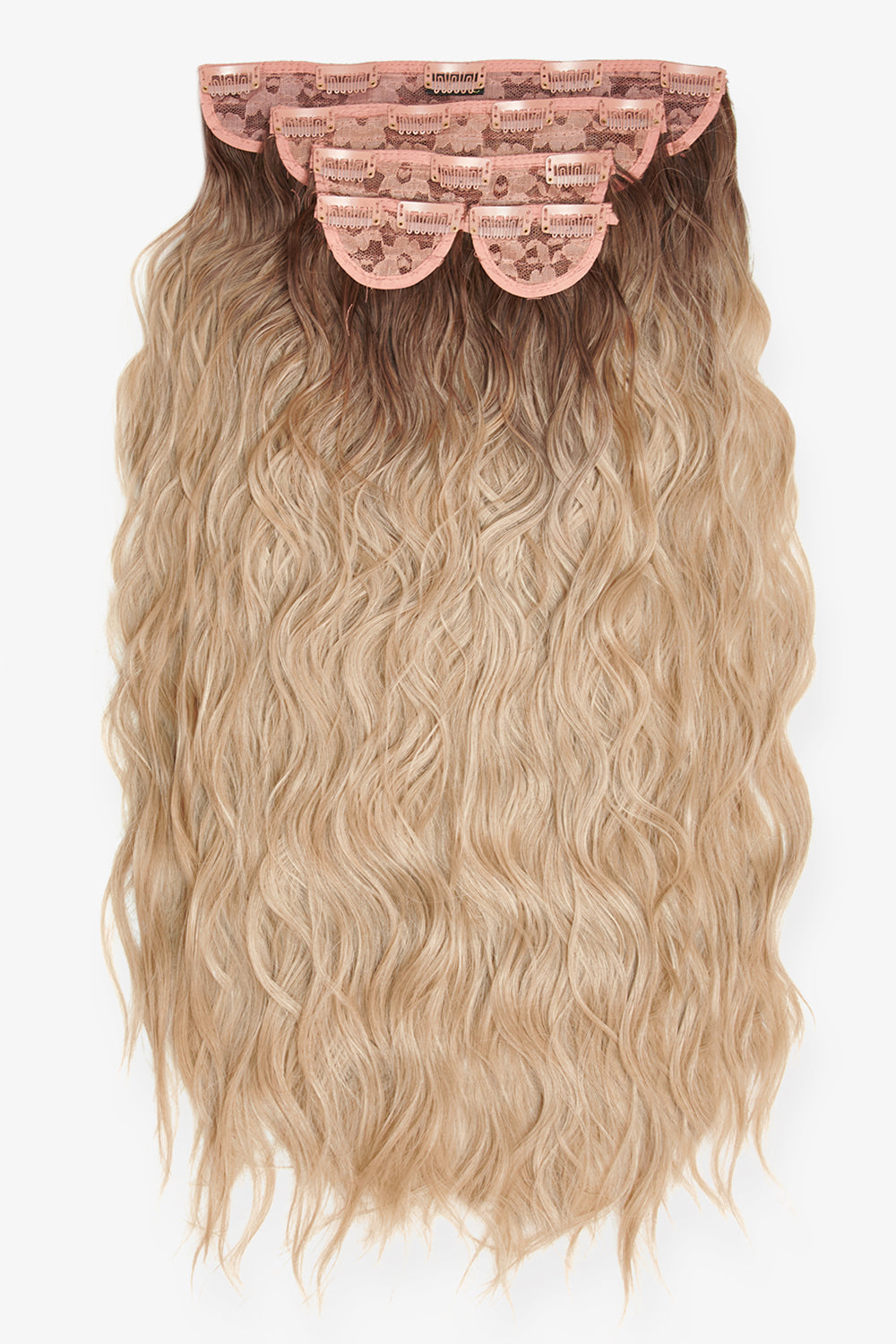 Super Thick 26" 5 Piece Waist Length Wave Clip In Hair Extensions - BLONDES | ROOTED CALIFORNIA BLONDE #1