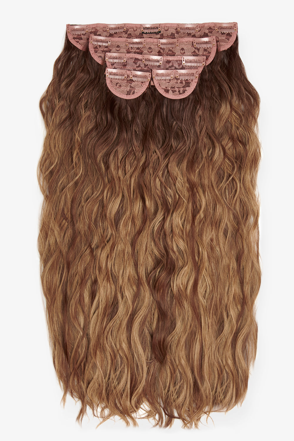 Super Thick 26" 5 Piece Waist Length Wave Clip In Hair Extensions - BROWNS | ROOTED MELLOW BROWN #1