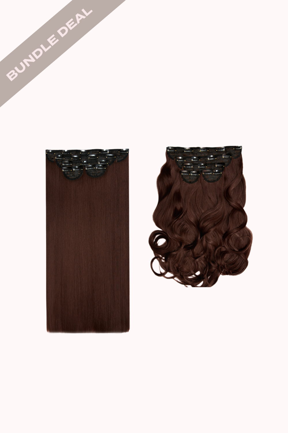 Super Thick 22" 5 Piece Straight & Super Thick 22" 5 Piece Blow Dry Wavy Bundle - BROWNS | WARM BRUNETTE #1