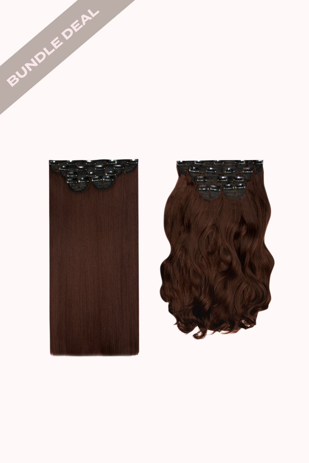Super Thick 22" 5 Piece Straight & Super Thick 22" 5 Piece Curly Bundle - BROWNS | WARM BRUNETTE #1