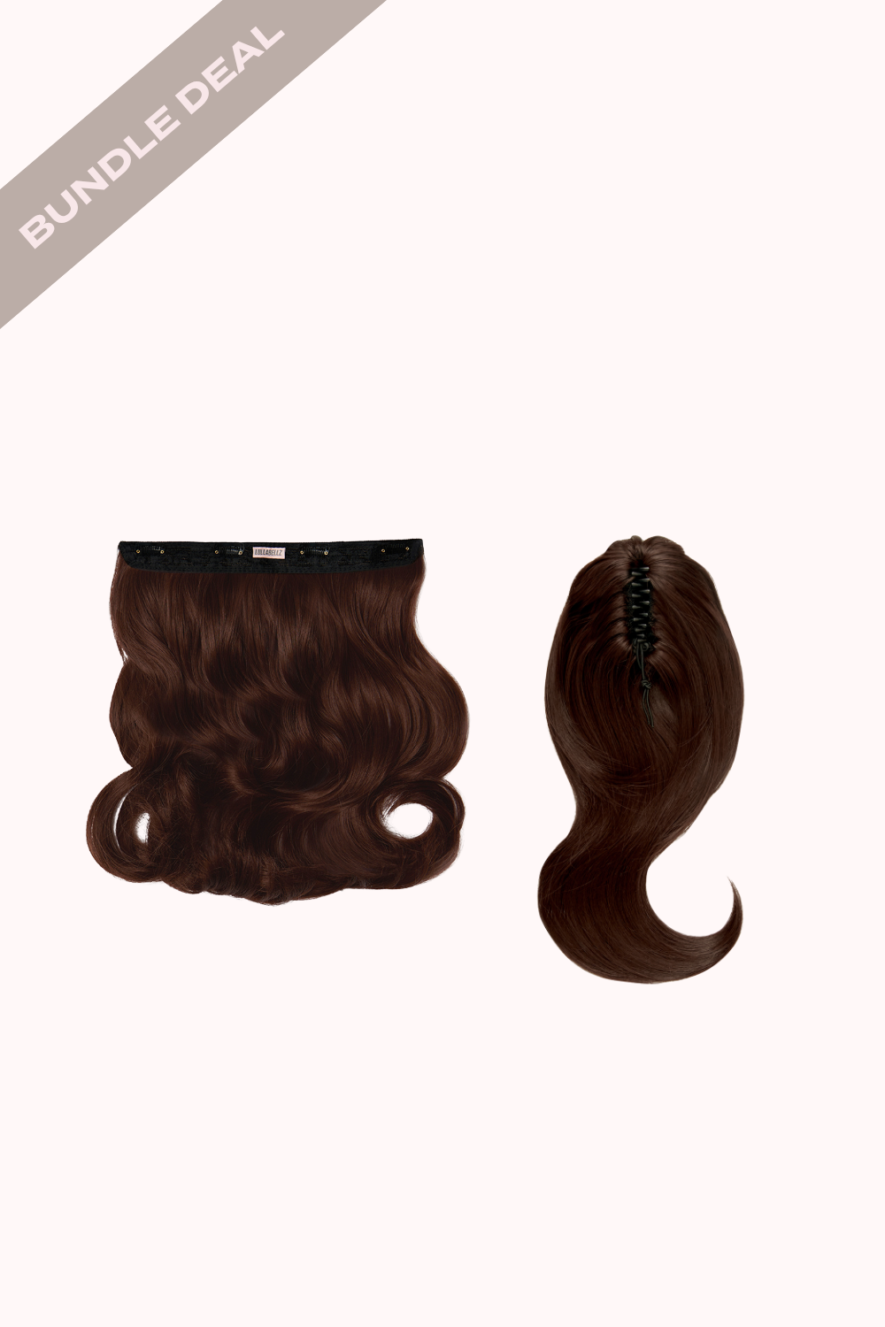 18" 1 Piece Hidden Halo Blow Dry & Blow Dry 16" Claw Clip Pony Bundle - BROWNS | WARM BRUNETTE #1