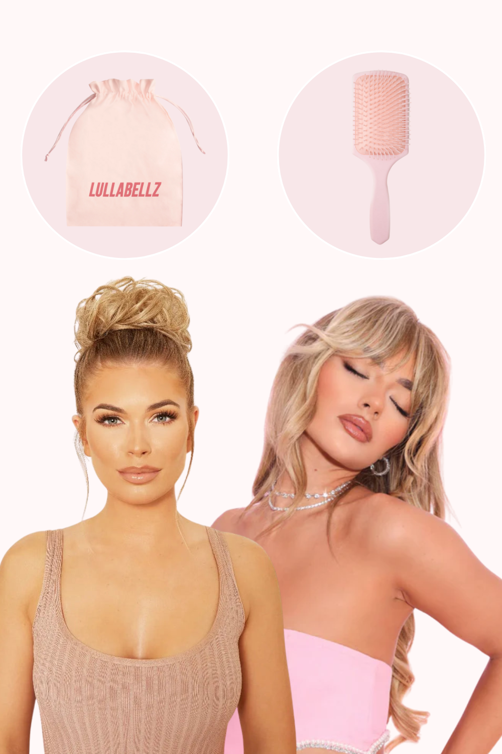 Premium Messy Bun Scrunchie & Feathered Fringe Clip in Bangs + Hair Care Set