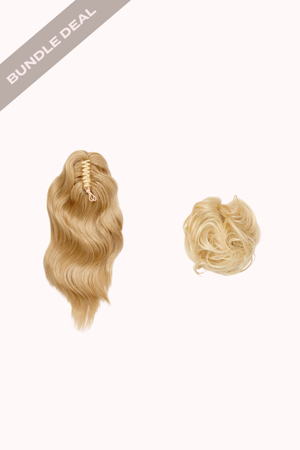 Brushed Out Wave 16" Claw Clip + Premium Messy Bun Scrunchie Bundle - BLONDES | GOLDEN BLONDE #1