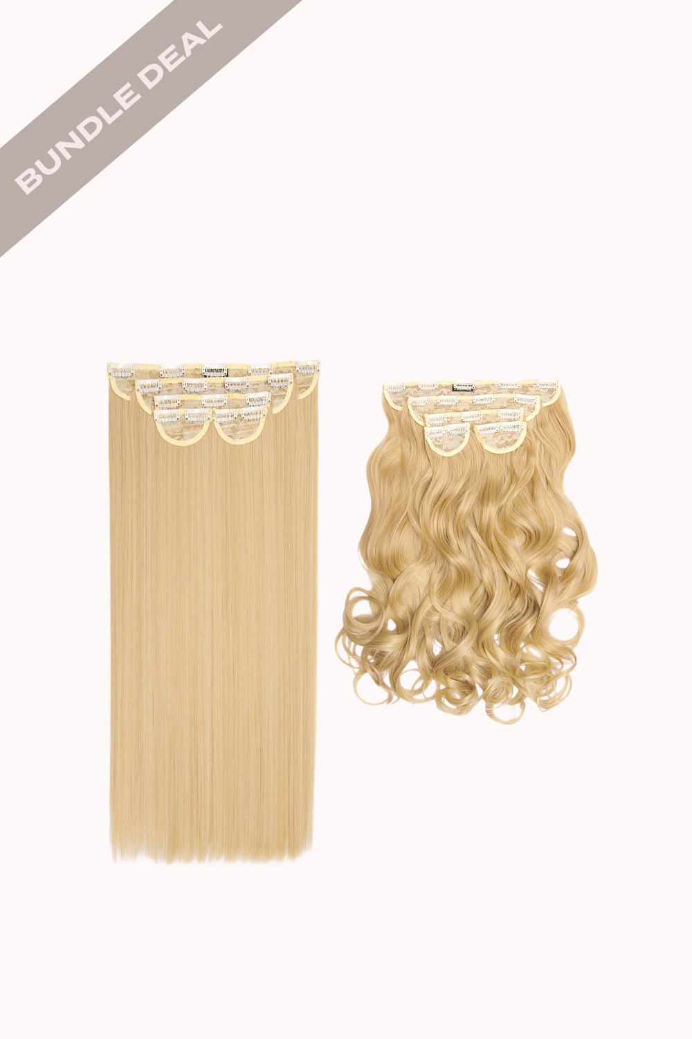 Super Thick 22" 5 Piece Straight & Super Thick 22" 5 Piece Curly Bundle - BLONDES | GOLDEN BLONDE #1