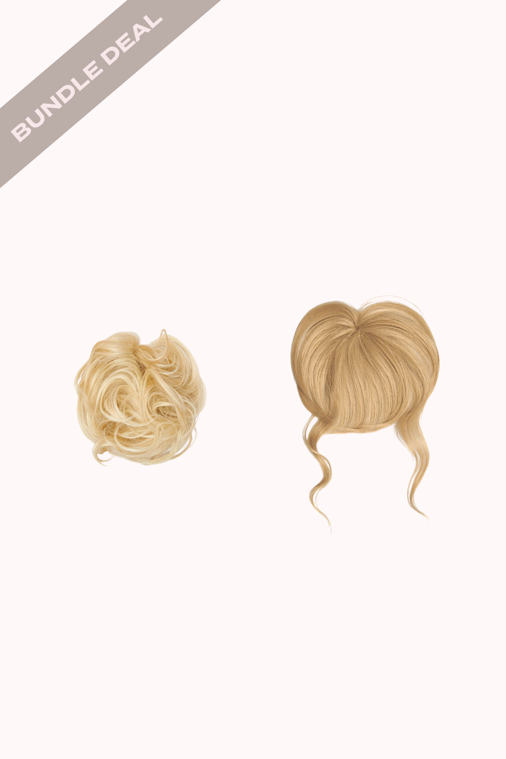 Feathered Fringe Clip In Bangs + Premium Messy Bun Scrunchie Bundle - BLONDES | GOLDEN BLONDE #1