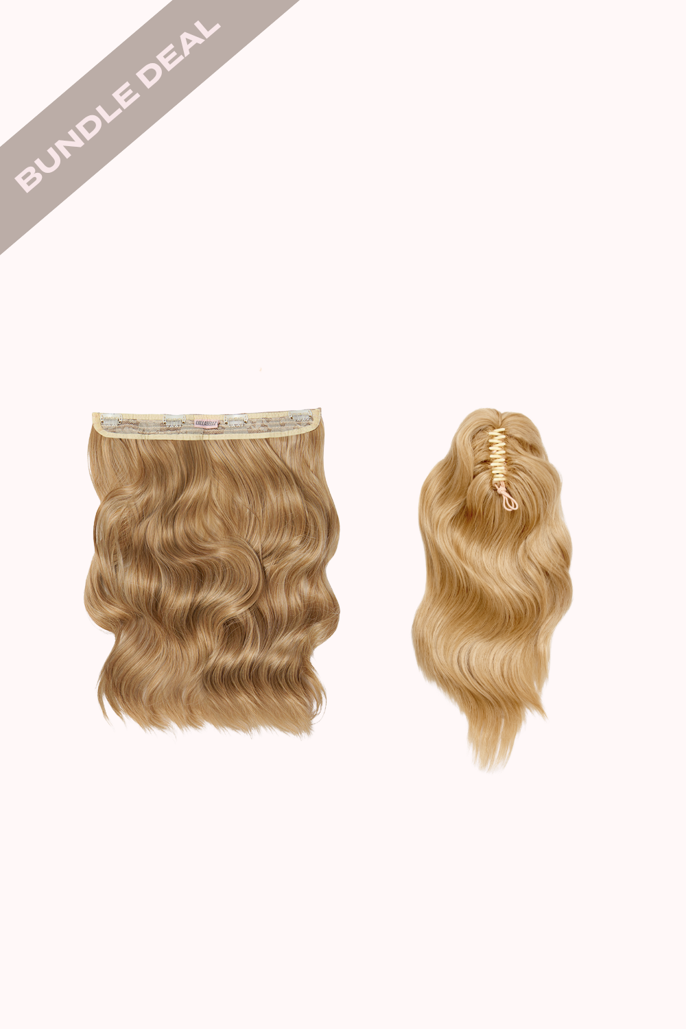 18" 1 Piece Hidden Halo Brushed Out Wave & Brushed Out Wave 16" Claw Clip Pony Bundle - BLONDES | GOLDEN BLONDE #1