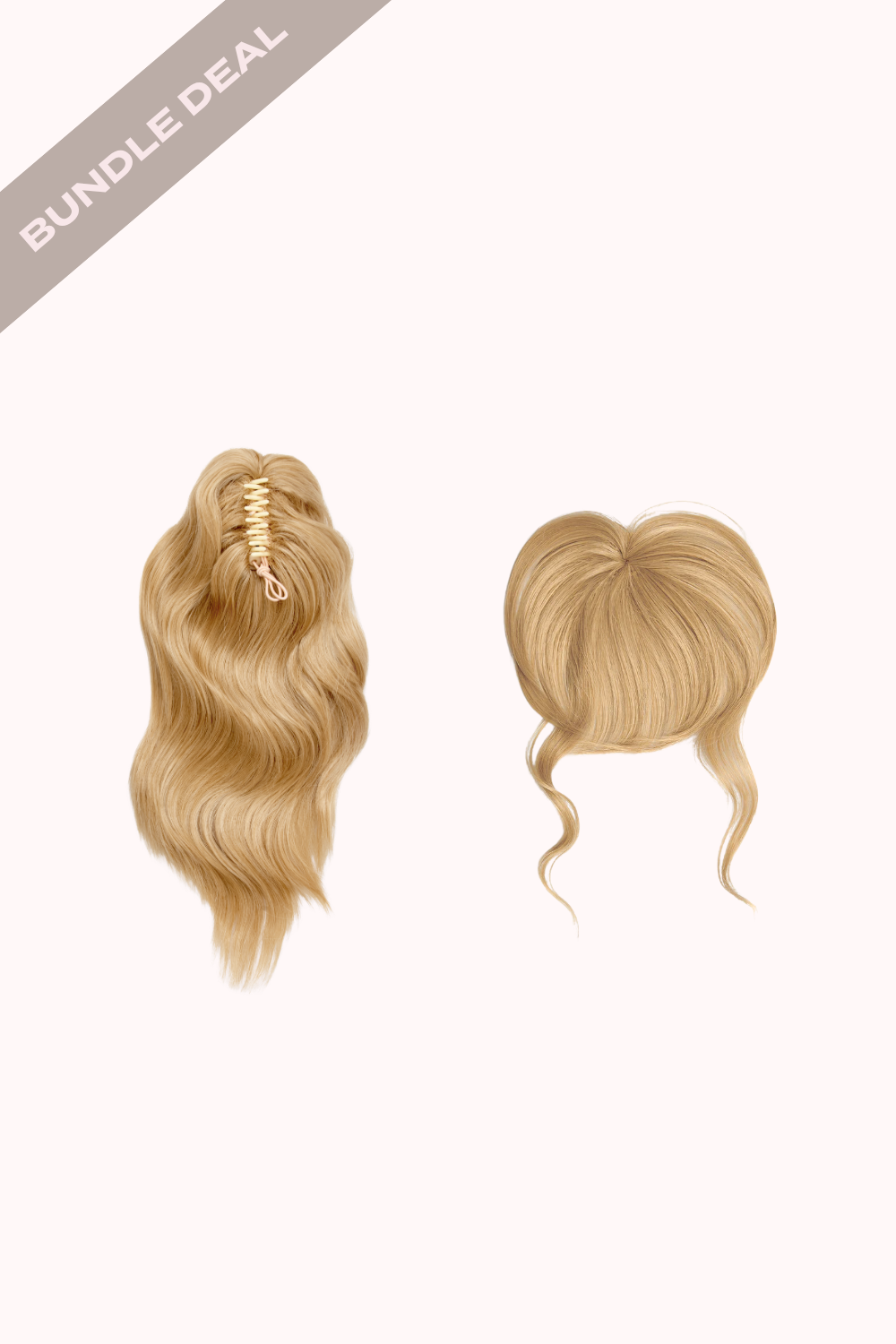 Brushed Out Wave 16" Claw Clip + Feathered Fringe Clip In Bangs Bundle - BLONDES | GOLDEN BLONDE #1