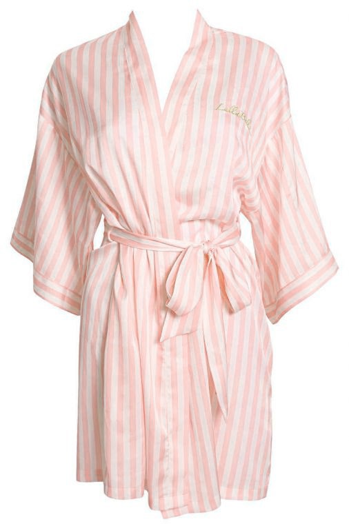 LullaBellz Pink Satin Candystripe Robe