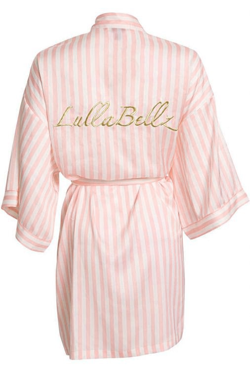 LullaBellz Rosa Satin-Robe mit Candystripe
