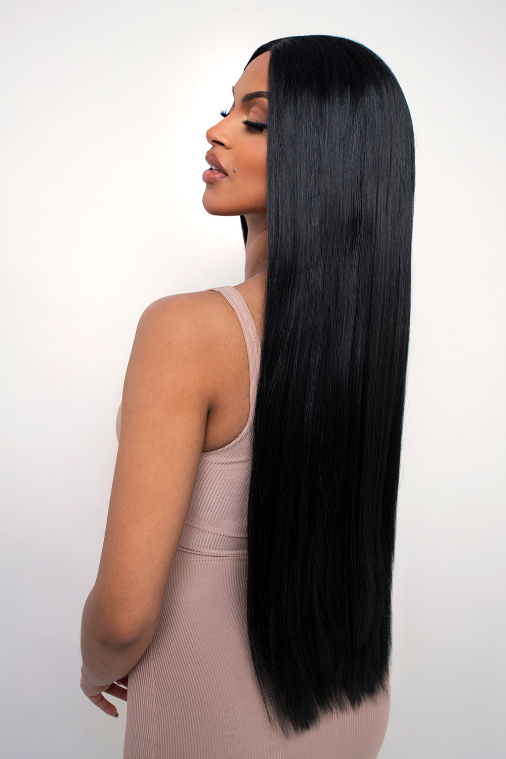 Black Long Straight Hair With Bangs Anatomic 360°Lace Wigs,150% Thick  Density ,Pre-Plucked Hairline-Premierlacewigs.com