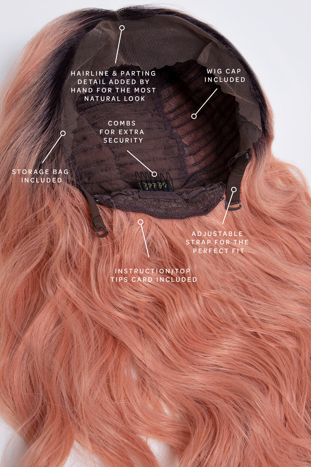 The Rosé - Pink Mid Length Loose Wave Lace Front Wig