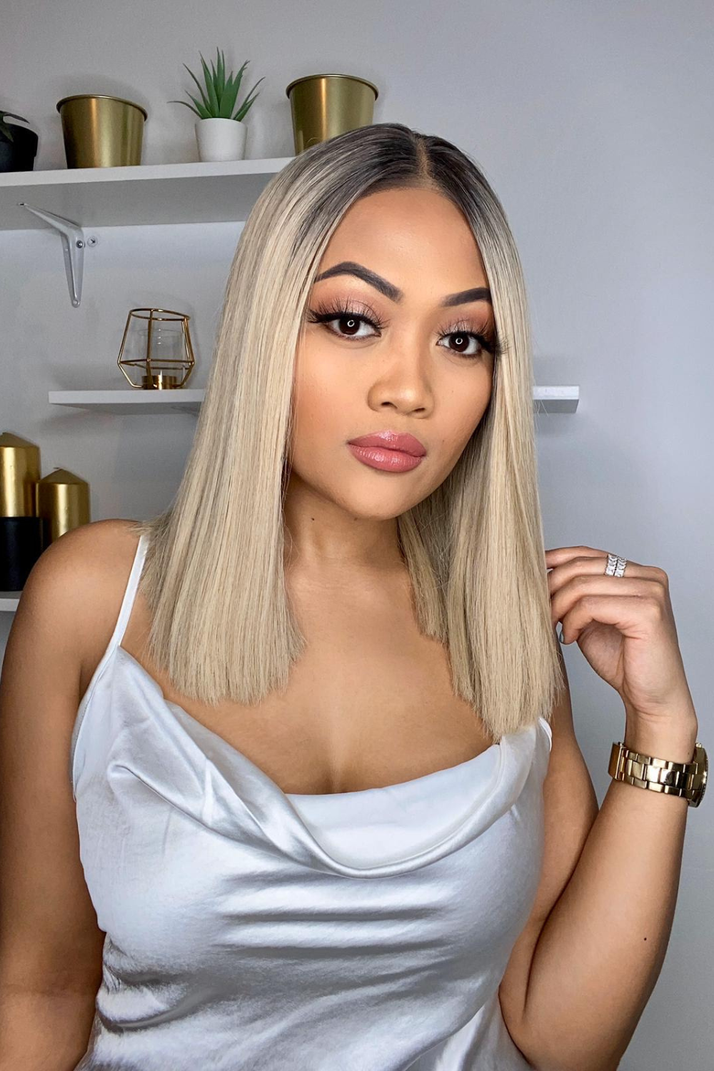 The Cali - Ash Blonde Straight Lob Lace Front Wig