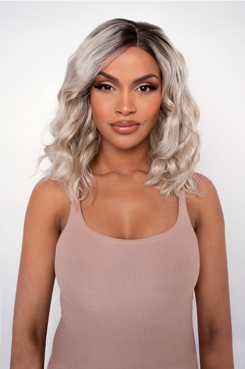 The Khloe - Tousled Ash Blonde Lob Lace Front Wig