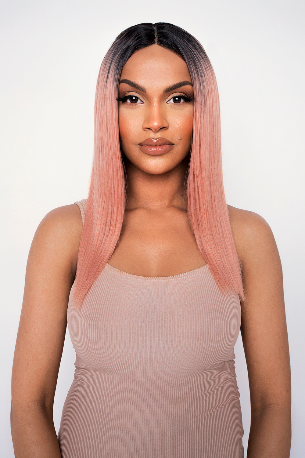 The Peachie - Peach Straight Lob Lace Front Wig