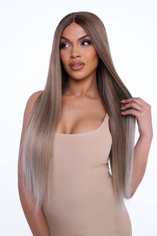 The Pia - Poker Straight Face Framed Balayage Blonde Lace Front Wig